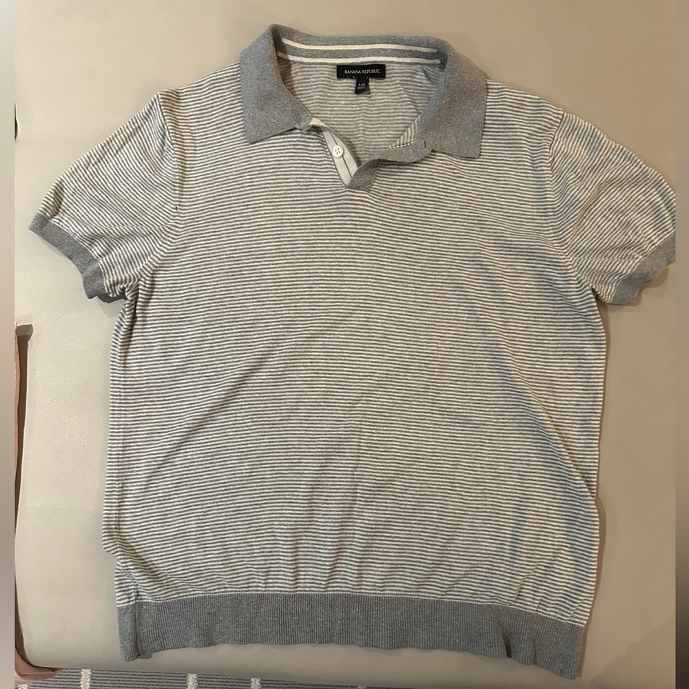 Banana Republic Silk and Linen Soft Knit Polo Shirt